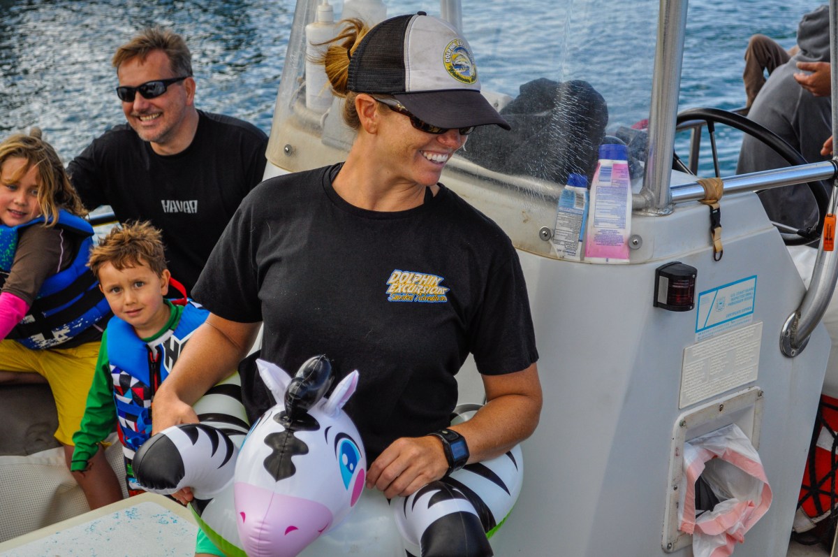 Captain Jenna clowning around between trips