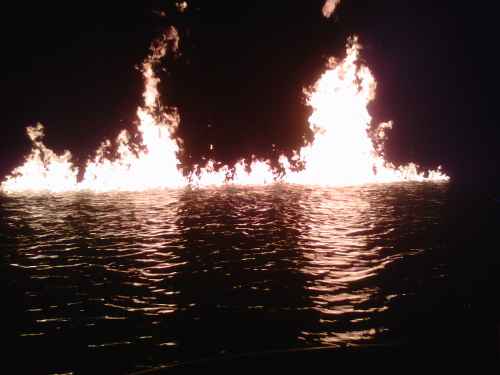 Fire laid across open water